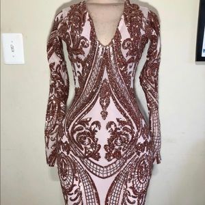 Rose gold sequin dress
